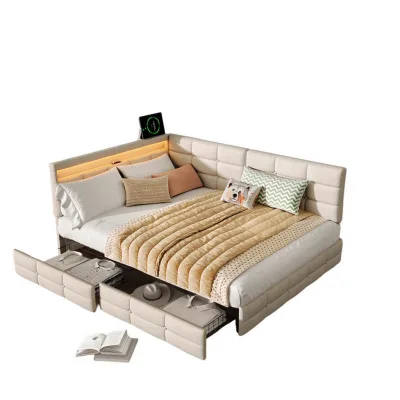 Shopentra Polsterbett Beige 140x200 cm
