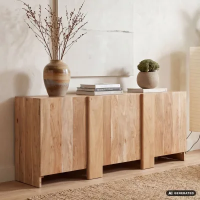Sideboard Akazie Massivholz 165cm Anrichte Kommode 3 Türen Wohnzimmer Handmade