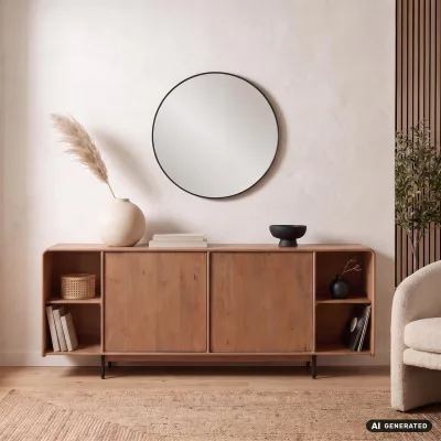 Sideboard Mango Massivholz 180cm Anrichte Kommode 2 Türen Holzkommode Handmade