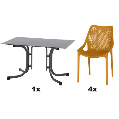 Siena Garden Gartengarnitur Urban Light Anthrazit, Gelb 80x81x120 cm