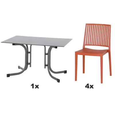Siena Garden Gartengarnitur Urban Lights Anthrazit, Rot 57x80x56 cm