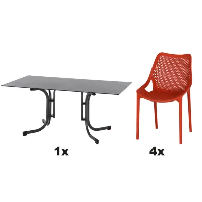 Siena Garden Gartengarnitur Urban Lights Anthrazit, Rot 90x81x160 cm