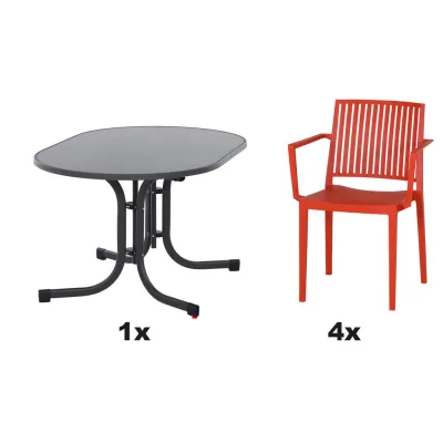 Siena Garden Gartengarnitur Urban Lights Rot 90x80x140 cm