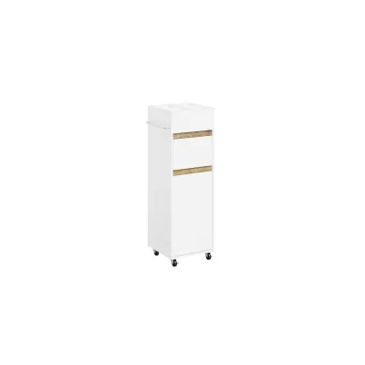 SoBuy Badezimmerschrank, Waschtischunterschrank, Rollschrank mit 1 Schublade Weiß 33x30x91cm