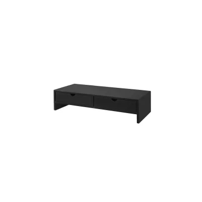 SoBuy Bildschirmerhöhung mit 2 Schubladen Schwarz 47x18x11cm Funktional