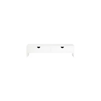 SoBuy Bildschirmerhöhung mit 2 Schubladen Weiß 47x18x11cm Funktional