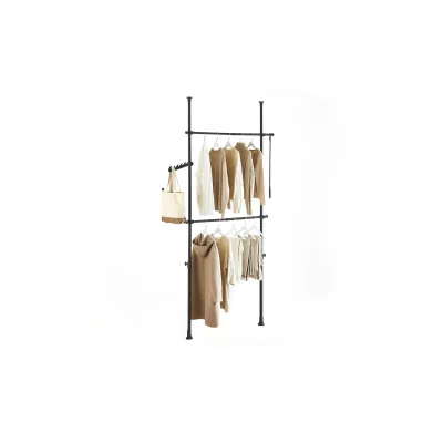 SoBuy Garderobenständer verstellbar Schwarz 27x76,99x103cm Industriell