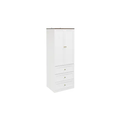 SoBuy Kleiderschrank mit 3 Schubladen, Hochschrank Weiß 70x55x187cm Modern