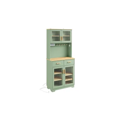 SoBuy Küchenschrank, Aufbewahrungsschrank, Barhockerschrank mit 2 Schubladen Grün 78x38x180cm