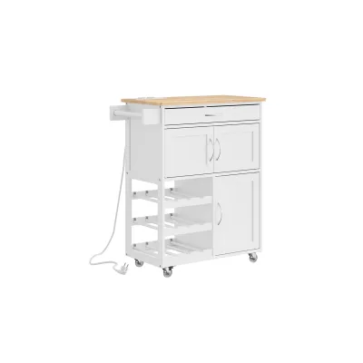 SoBuy Küchenwagen mit 1 Schublade Weiß 75x37x87cm Modern