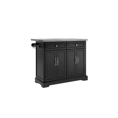 SoBuy Küchenwagen mit 2 Schubladen Schwarz 107x71x92cm Modern