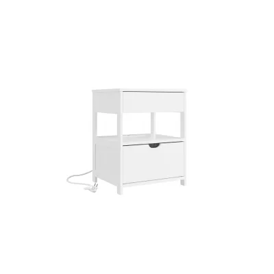 SoBuy Nachttisch mit 2 Schubladen Weiß 45x38x55cm Modern