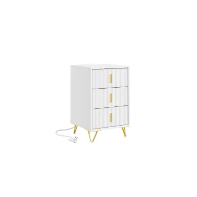 SoBuy Nachttisch mit 3 Schubladen Weiß 40x36x63cm Modern