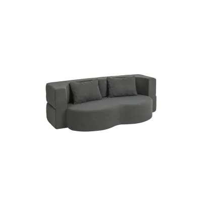 SoBuy Schlafcouch, Wohnlandschaft, Zweisitzer-Bett mit 2 Kissen Dunkelgrau 177x107x32cm Modern