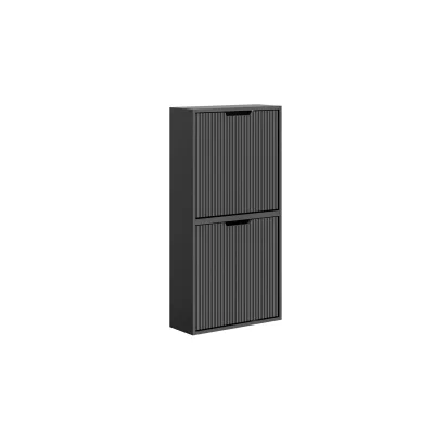 SoBuy Schuhschrank 2 Türen Schwarz 50x19x99cm Modern
