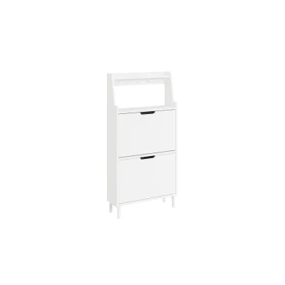 SoBuy Schuhschrank 2 Türen Weiß 60x19x119cm Modern