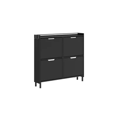 SoBuy Schuhschrank 4 Türen Schwarz 97x46x93cm Modern