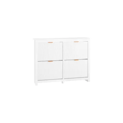 SoBuy Schuhschrank mit 4 Türen Weiß 104x23x82cm Modern