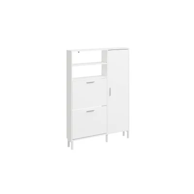 SoBuy Schuhschrank mit Schuhkipper und Schuhregal, 1 Tür Weiß 83x14x117,5cm Modern