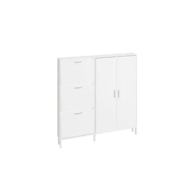 SoBuy Schuhschrank mit Schuhkipper und Schuhregal, 2 Türen Weiß 115,5x14,5x117cm Modern