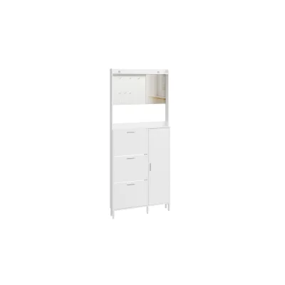 SoBuy Schuhschrank, Schuhkipper, Schuhregal mit 1 Tür Weiß 83x14x197cm Modern
