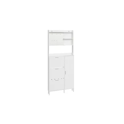 SoBuy Schuhschrank, Schuhkipper, Schuhregal mit 1 Tür Weiß 83x14x197cm Modern