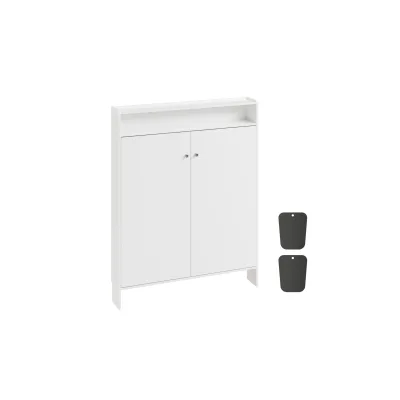 SoBuy Schuhschrank, Schuhregal, Schuhkipper mit 2 Türen Weiß 98x15x123,5cm Modern