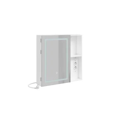 SoBuy Spiegelschrank fürs Badezimmer, Wandschrank mit 1 Tür Weiß 60x15,5x60cm