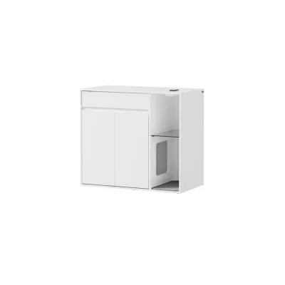SoBuy Stauraum-Schrank, Katzenklo-Schrank, Haustier-Schrank mit 1 Schublade Weiß 85x45x75cm