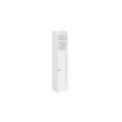 SoBuy Toilettenschrank mit Toilettenpapierhalter 1 door Weiß 20x18x95cm Modern