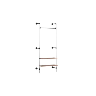 SoBuy Wandgarderobe mit 2 Ablagen Schwarz 91x48x220cm Modern