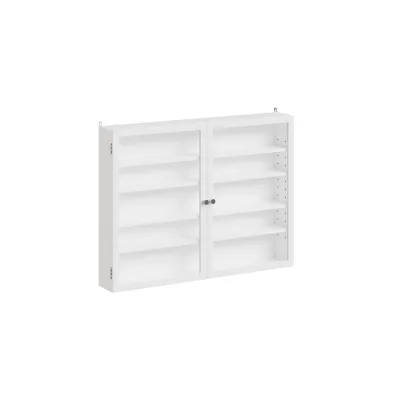SoBuy Wandschrank, Vitrinenschrank, Modellschrank mit 2 Türen Weiß 80x12,2x60cm Modern