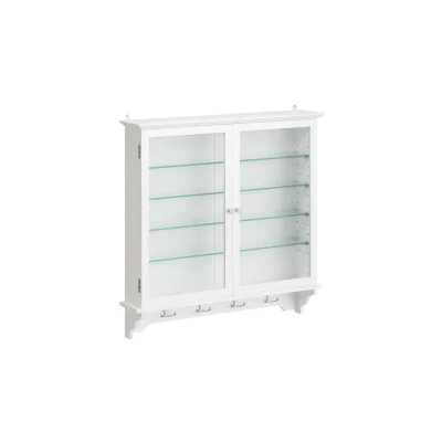 SoBuy Wandschrank, Vitrinenschrank und Aufbewahrungsschrank mit 2 Türen Weiß 68x13,5x68,5cm