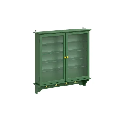 SoBuy Wandschrank, Vitrinenschrank, Wandvitrine mit 2 Türen Dunkelgrün 68x13,5x68,5cm