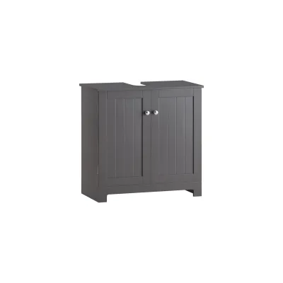 SoBuy Waschbeckenunterschrank mit 2 Türen Dunkelgrau 60x30x60cm Funktional