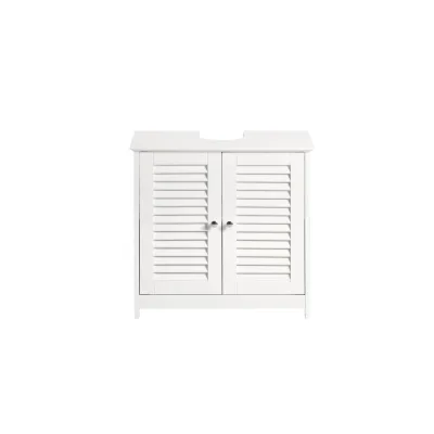 SoBuy Waschbeckenunterschrank mit 2 Türen Weiß 60x35x58cm Rustikal