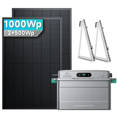 SolarMars® 1000W Balkonkraftwerk mit Speicher, Zendure SolarFlow 800 Plus - Mit Balkonhalterung