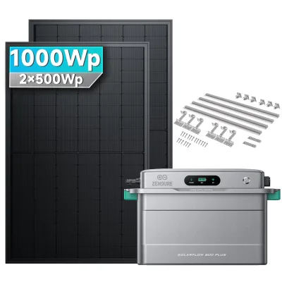 SolarMars® 1000W Balkonkraftwerk mit Speicher, Zendure SolarFlow 800 Plus - Mit Ziegeldachhalterung