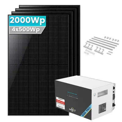 SolarMars 2000W Balkonkraftwerk mit Speicher ,SunEnergyXT 500 PRO 5kWh Erweiterungsakku - Mit Ziegeldachhalterung