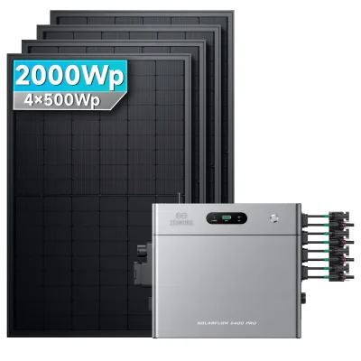 SolarMars® 2000W Balkonkraftwerk mit Speicher,Zendure SolarFlow 2400 pro, 2,4kWh,4 MPPT - Ohne Halterung