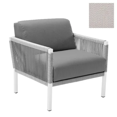 Solpuri CLUB Lounge Sessel - Aluminium String-Flex weiß-grey / Calcutta marble