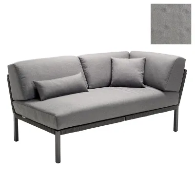 Solpuri CLUB Recamiere links geschlossen - Aluminium String-Flex anthrazit / Bombay taupe