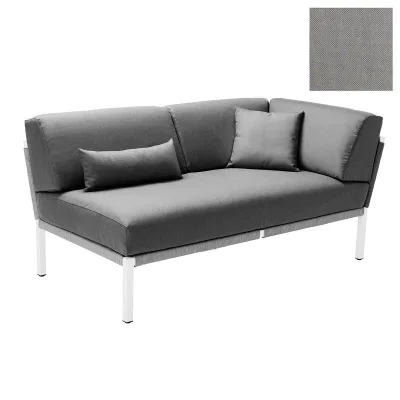 Solpuri CLUB Recamiere links geschlossen - Aluminium String-Flex weiß-grey / Bombay taupe