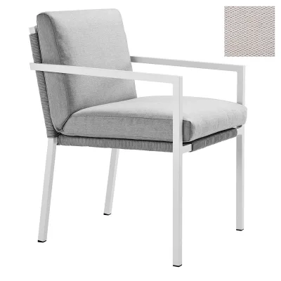 Solpuri CLUB Stapelsessel - Aluminium String-Flex weiß-grey / Calcutta marble