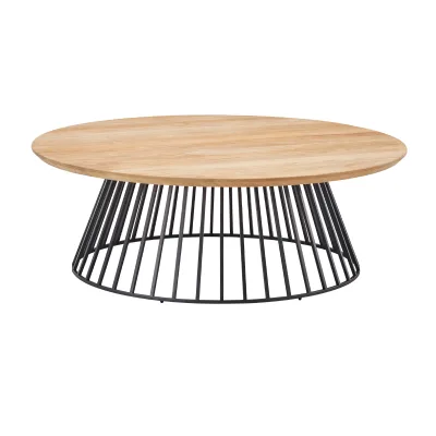 Solpuri GRID Lounge- und Beistelltisch Ø 90 x 30 cm - Alu anthracite / Teak new