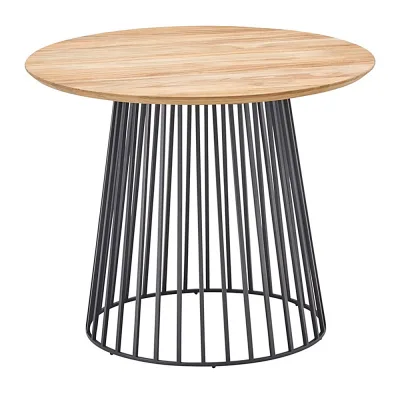 Solpuri GRID Lounge- und Beistelltisch Ø 90 x 65 cm - Alu anthracite / Teak new