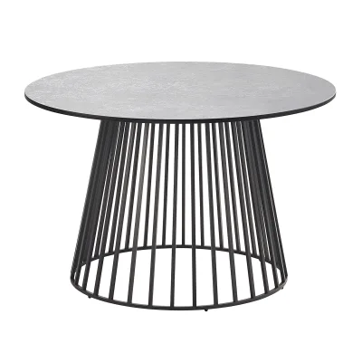 Solpuri GRID Lounge- und Bestelltisch Ø 45 x 45 cm - Alu anthracite / Keramik Standard - cement anthracite