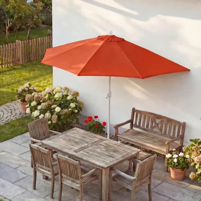 Sonnenschirm halbrund Lorca, Halbschirm Balkonschirm, UV 50+ Polyester/Alu 3kg ~ 270cm terracotta ohne Ständer
