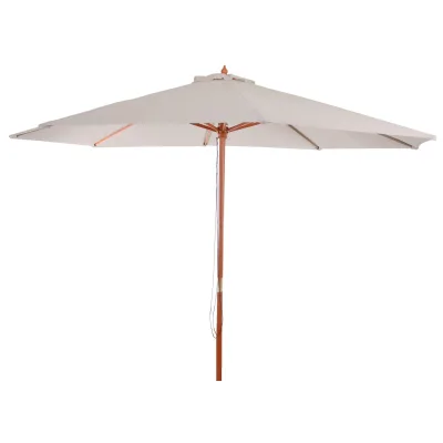 Sonnenschirm Lissabon, Gartenschirm Marktschirm, Ø 3,5m Polyester/Holz 7kg ~ creme