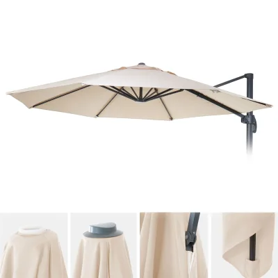 Sonnenschirmbezug MCW-A96, 8 Streben rund Ø3m 220g/m² Polyester, Ersatz-Bezug z.B. für Ampelschirm MCW-A96 ~ creme-beige